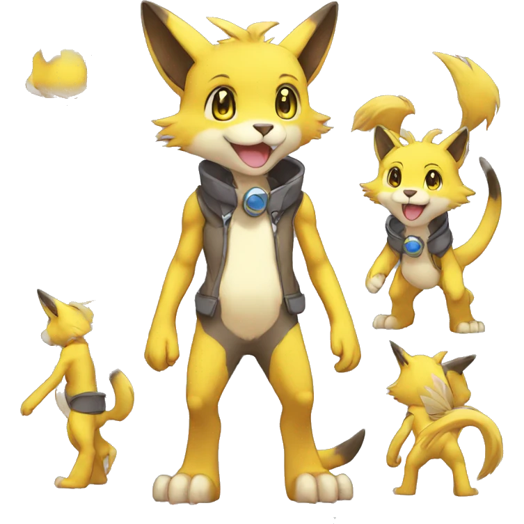 Cute cool anthro Digimon-Pokémon-animal full body emoji