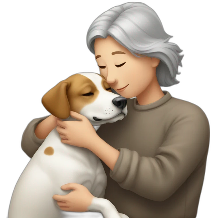 Un humain qui caresse en chien emoji