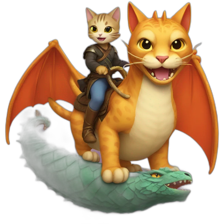 cat riding a dragon emoji