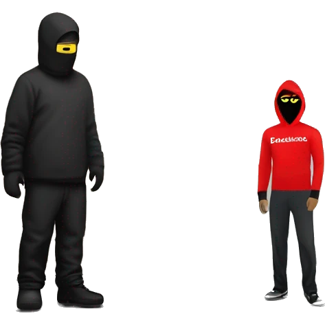 White roadman in a black ski mask standing near a German Sparkasse bank with the red logo visible. A black sports car is parked nearby. emoji