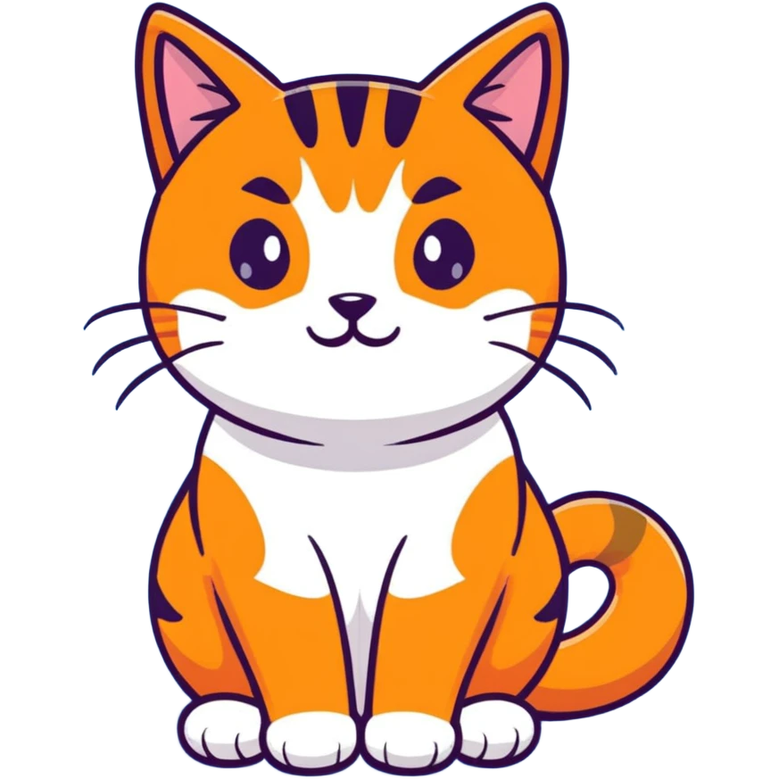 cute orange cat sitting, full body view emoji