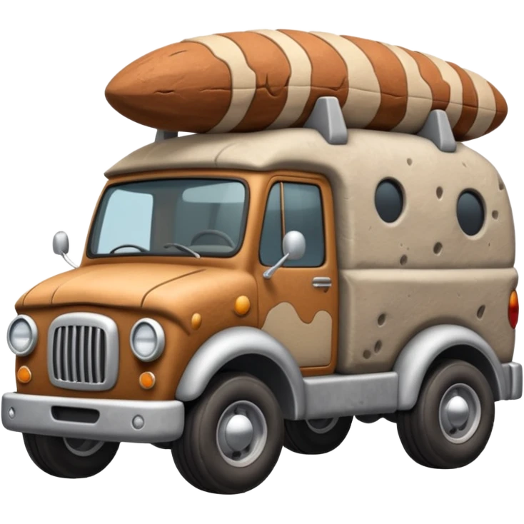  Prehistoric-style tall rocky Flintstones moving van with rock tires  emoji