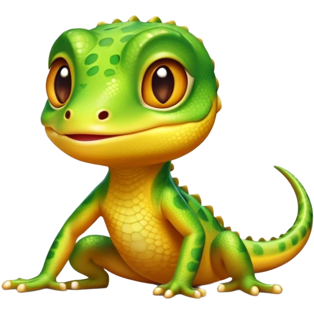 cinematic-cute-realistic gecko-portrait-emoji,-head-tilted-playfully-and-inquisitively,-featuring-a-small,-charming-body-with-smooth,-vividly-patterned-scales,-bright,-sparkling-eyes-and-delicate,-sticky-toe-pads,-simplified-yet-irresistibly-adorable emoji