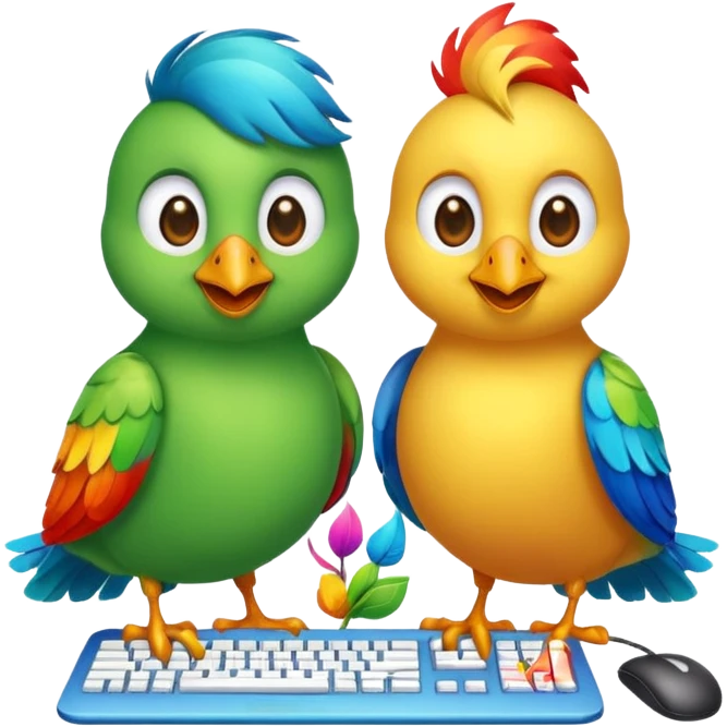 Create a Emoji in which birds are together coding emoji