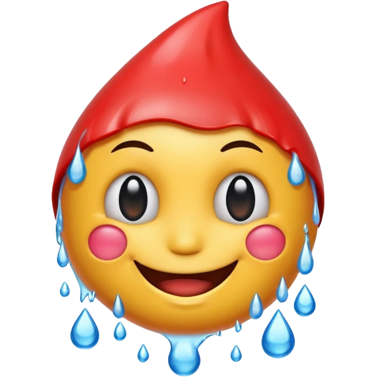 Emoji smiley face with water drop on head but make water drop red emoji
