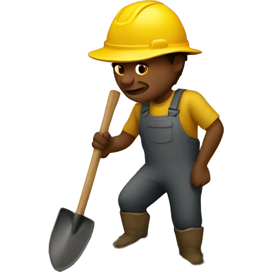 Man digging up mud with golden  shovel emoji