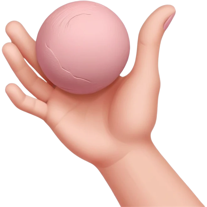 hand lightly tapping a pink ball of clay in the palm for surface shaping emoji