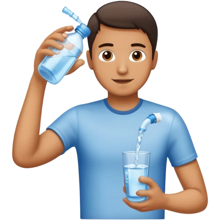 man pouring water from bottle to cup  emoji
