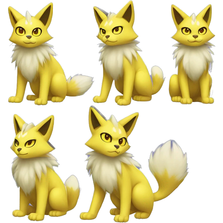 Yellow lombax-Zeraora-Renamon-cat full body emoji