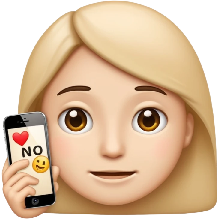iPhone emoji with text message saying no not smiling and no red dots in dace emoji