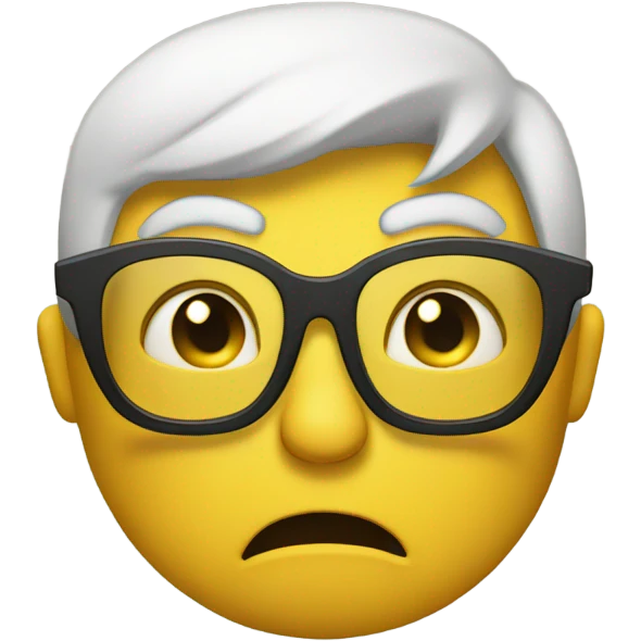 a yellow emoji with very very big glasses the emoji very angry and emoji looks to the right side emoji