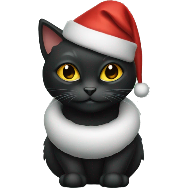 Black Cat wearing a Santa hat emoji