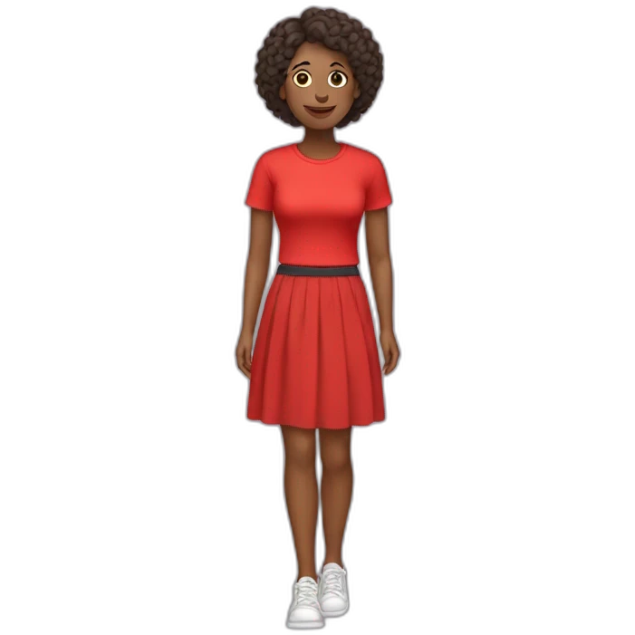 My mom IS wearing a red skirt with a red tee shirt emoji