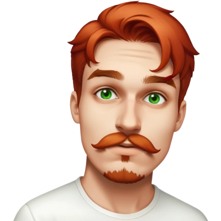 male, wearing white shirt, realistic, brown mustache, brown chin beard, brown eyebrows emoji