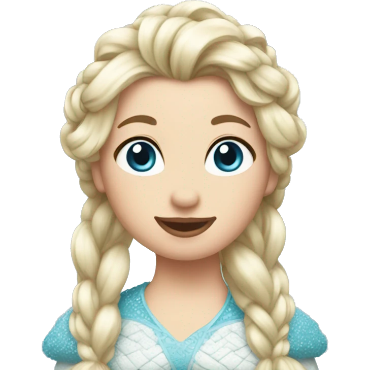 duck with hair like Elsa from frozen, white braids, blue eyes emoji