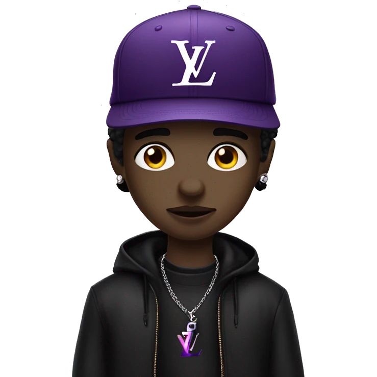 Goth boy with purple louis vuitton cap  emoji