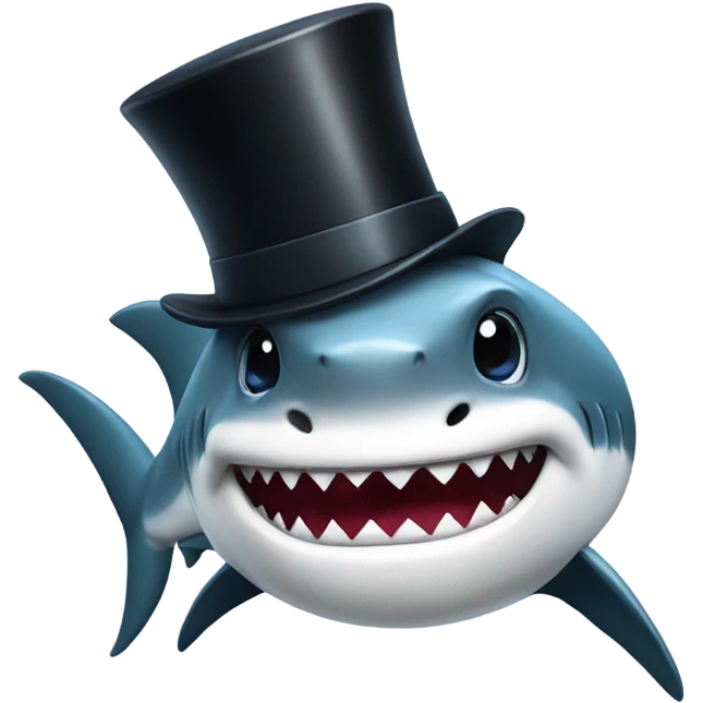 Shark with a top hat emoji