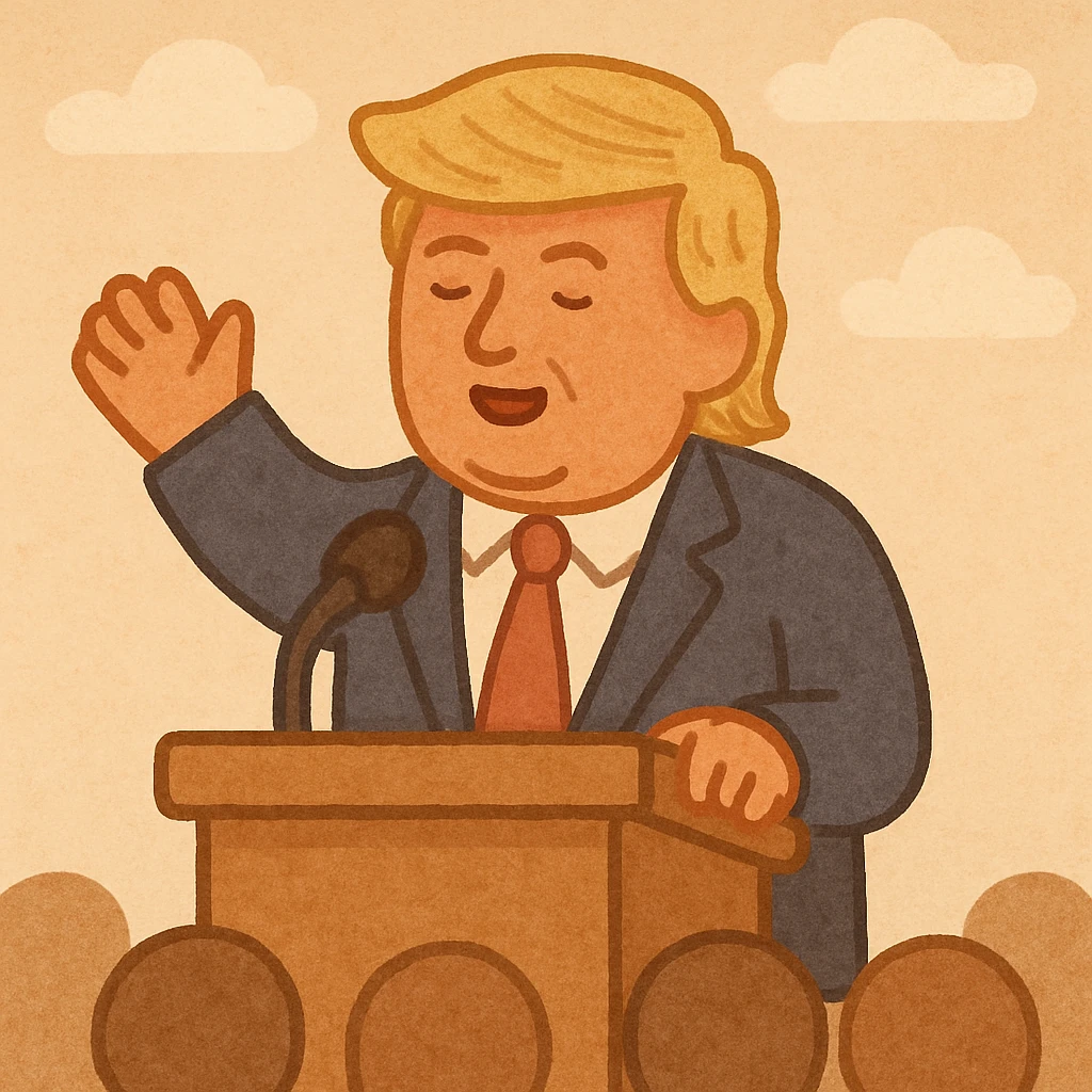 Donald Trump speaking at a rally emoji