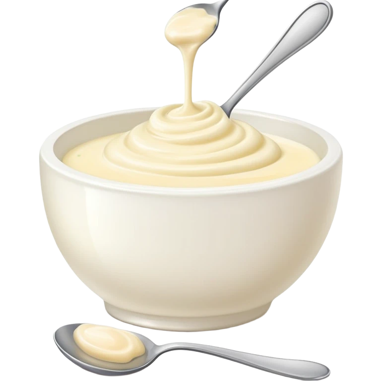 garlic mayonnaise sauce in a bowl with a spoon emoji