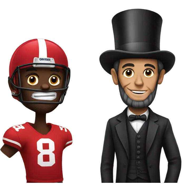 Red football player and Abraham Lincoln  emoji