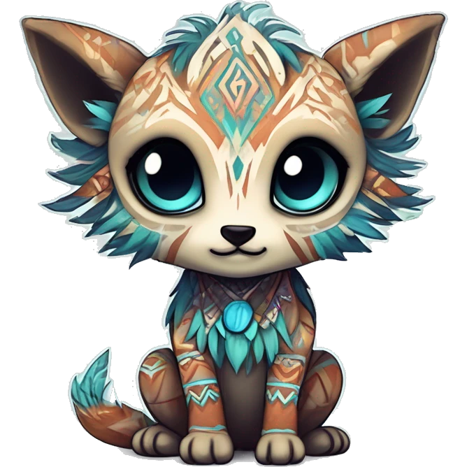 cute Kawaii edgy ethereal shy epic tribal fantasy animal fursona Fionbri creature by griffsnuff & LiLaiRa & Falvie with exotic colors with intricate patterns full body emoji