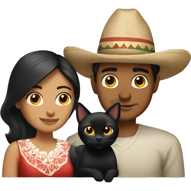 Mexican couple with black cat emoji