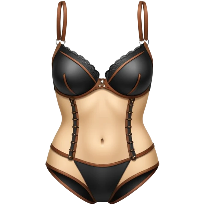Lingerie made of pieces of wood and leather; bdsm-style emoji