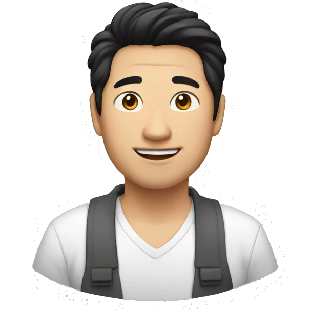 uncle, black hair, asian emoji