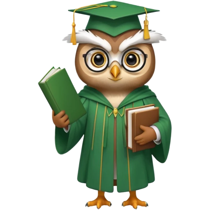 owl professor in green cloak graduation emoji