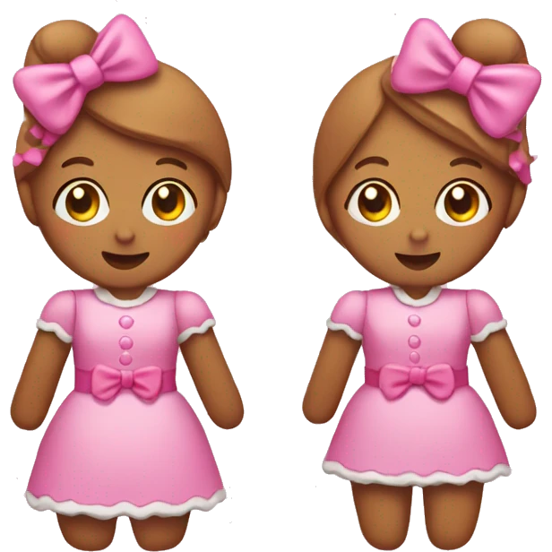 gingerbread girl with pink outfit and pink bow emoji