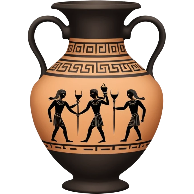 An emoji of an ancient Greek amphora vase with black-figure painting. emoji