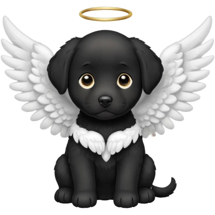 Black lab puppy with all white angel wings  emoji