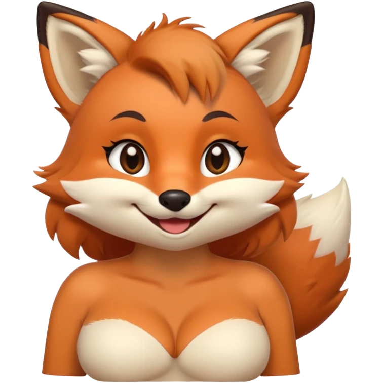 furry fox with big boobs without bra smiling cute emoji