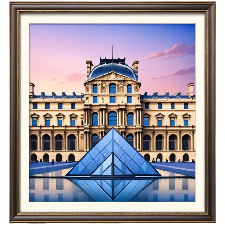 Cinematic Realistic Louvre Museum Landmark Emoji, depicted with the historic museum facade and glass pyramid rendered with lifelike detail and elegant, ambient lighting. emoji