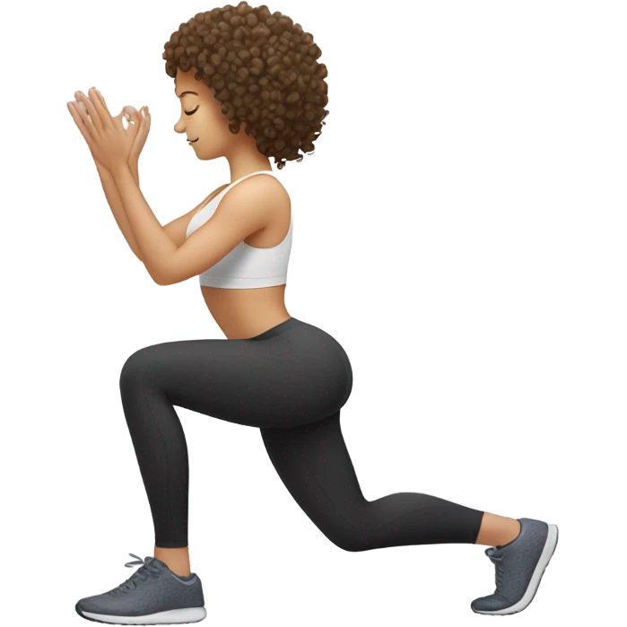 White Curly girl doing glutes training   emoji