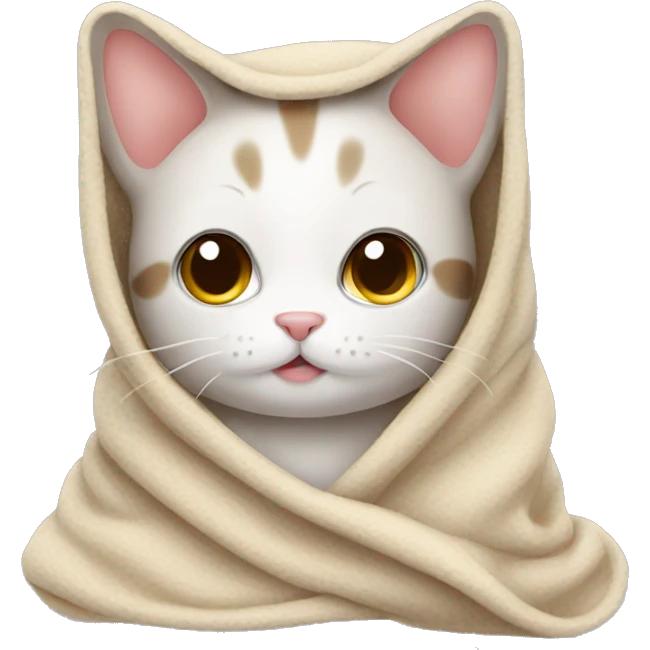 Cute cat wrapped in a blanket emoji