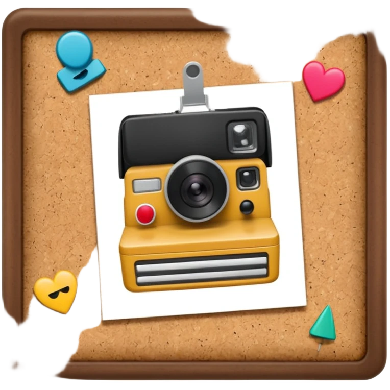 Collage board with polaroid photo emoji