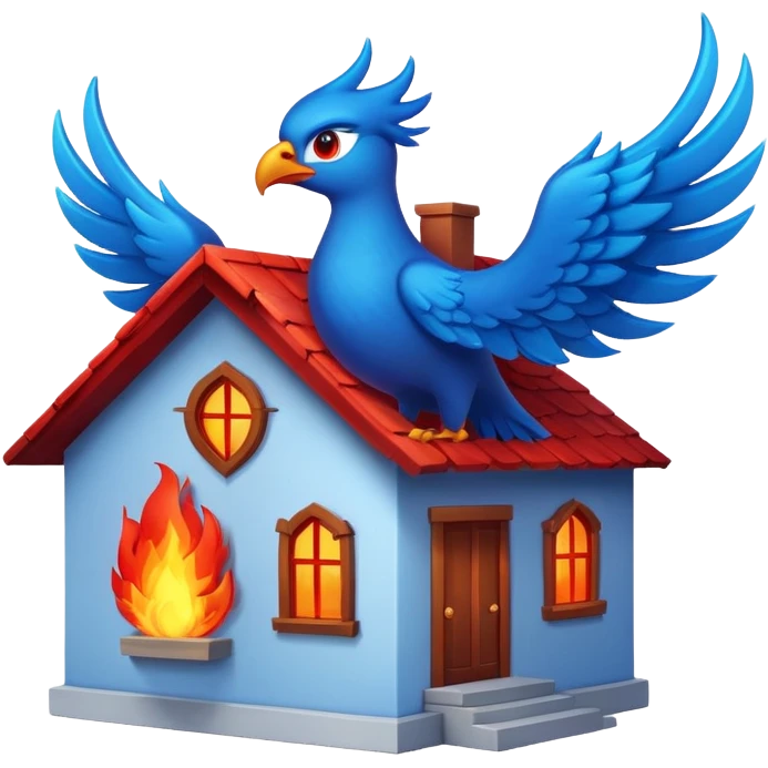 Blue Phoenix over house emoji