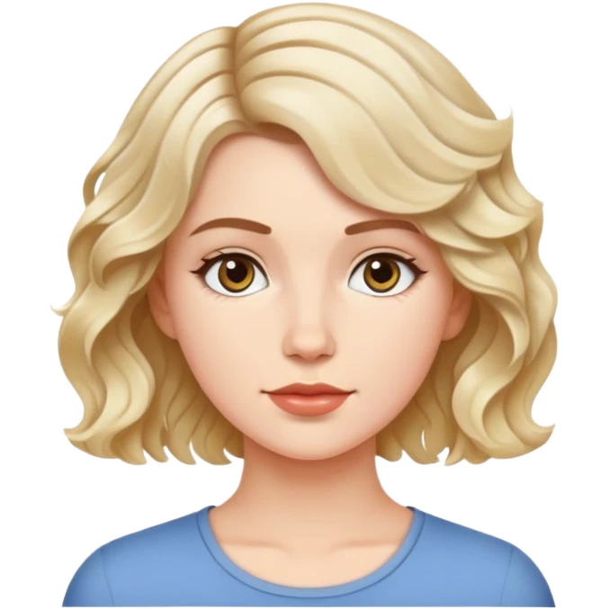 White girl with short hair with wavy emoji