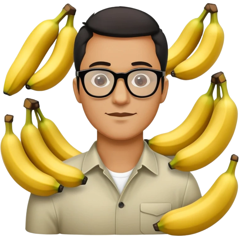 a man with black glasses around bananas emoji