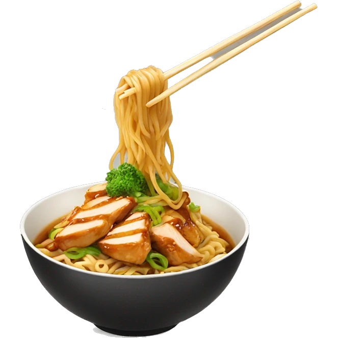 Chicken teriyaki noodles in a bowl  emoji
