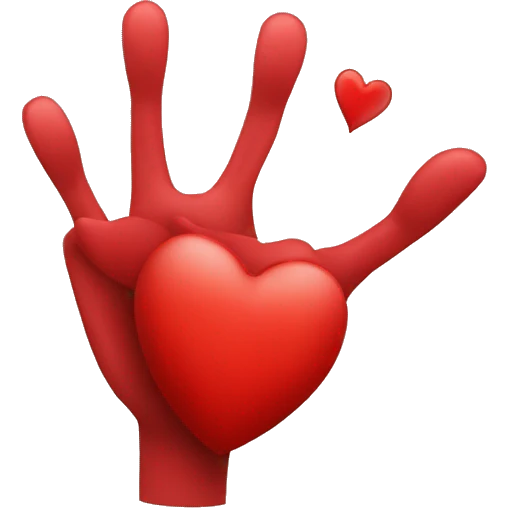 Un coeur rouge et un coeur avec les mains emoji