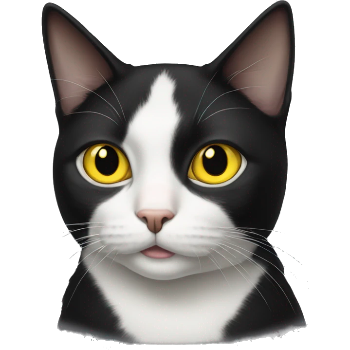 tuxedo cat with yellow eyes emoji