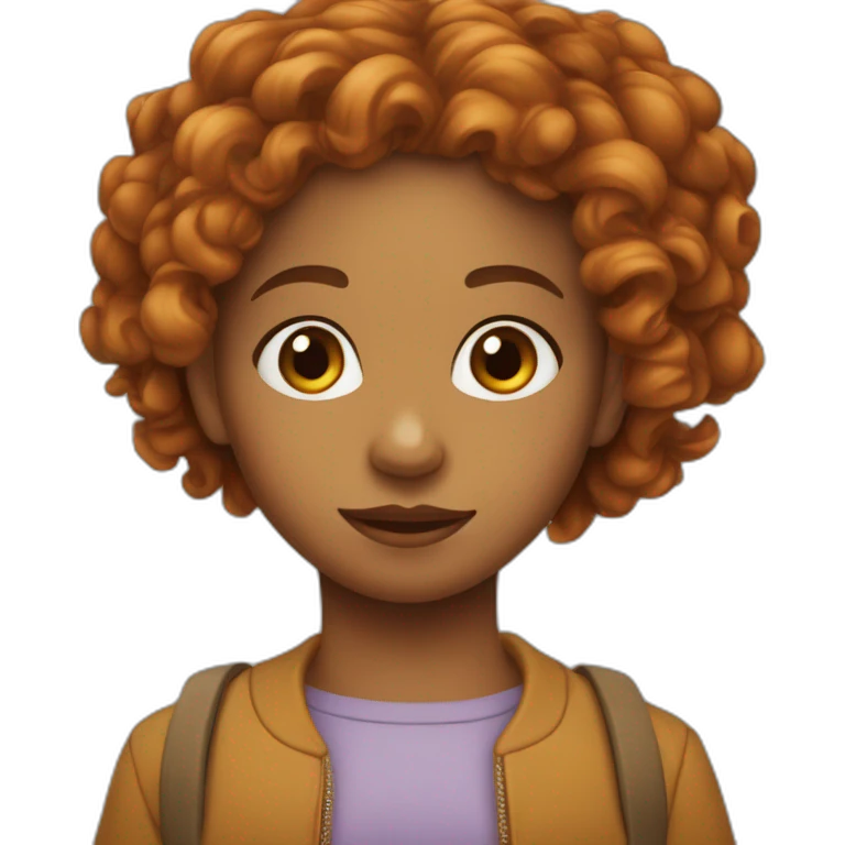 Fille métisse cheveux bouclés roux emoji