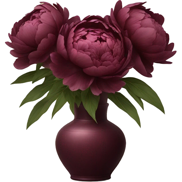burgundy peonies in an aesthetic vase emoji