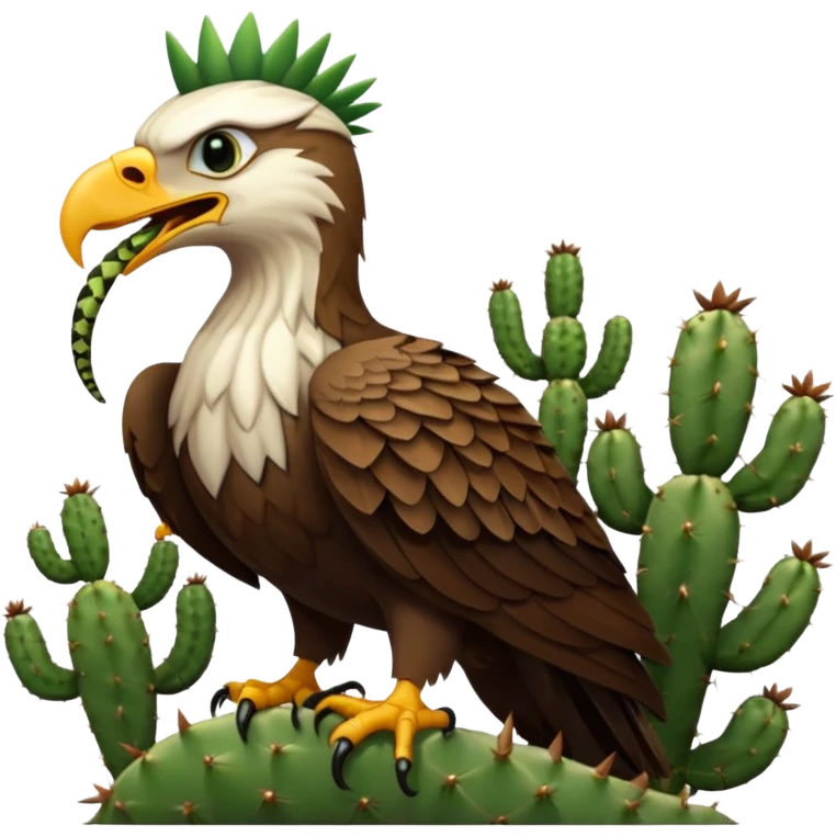 Royal eagle eating a snake on a cactus  emoji
