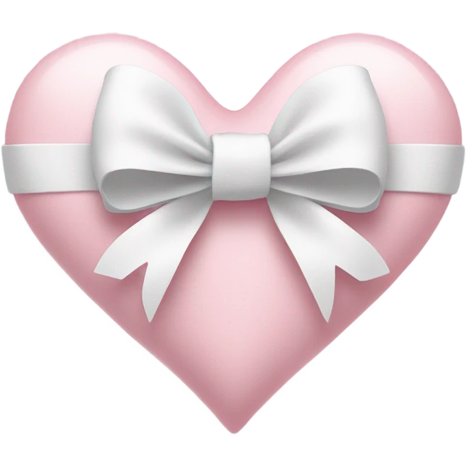 Pastel pink heart with white bow emoji