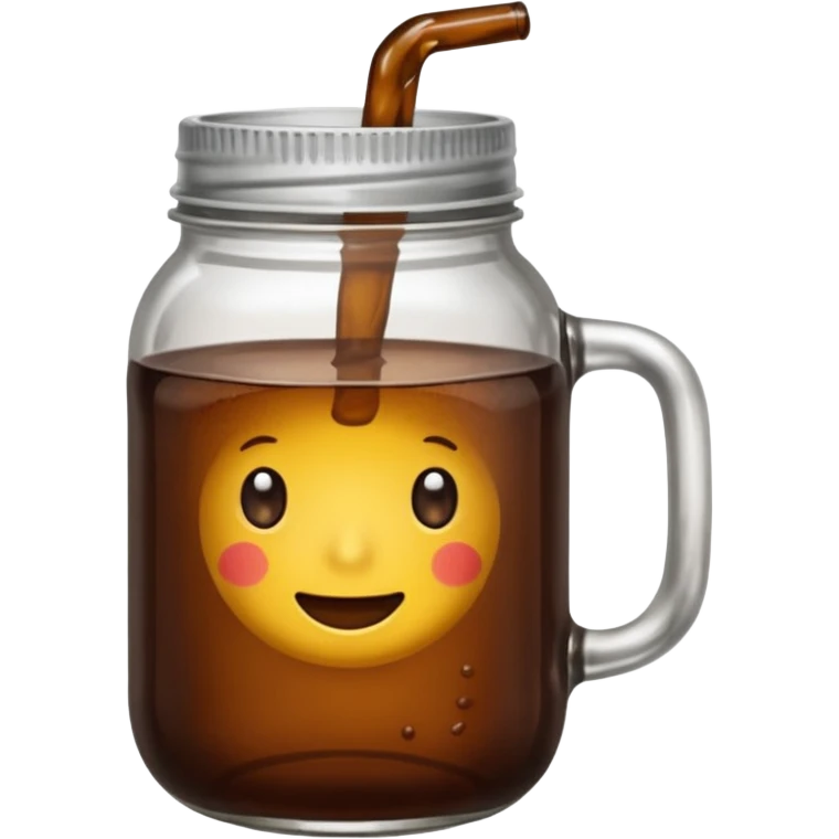 maason jar without any stars, 2d, in google emoji style, mason jar with dark fluid (like kvass) emoji