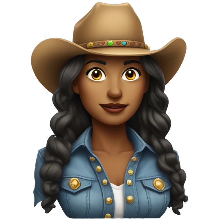 realistic portrait of very beautiful cowgirl woman  emoji