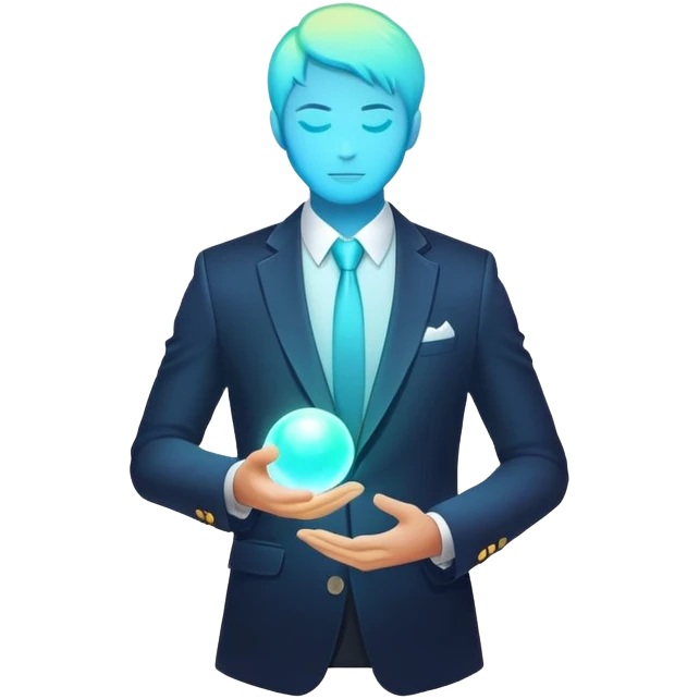 Minimalist glowing aura sphere with subtle blazer or suit jacket silhouette integrated, masculine style essence emoji